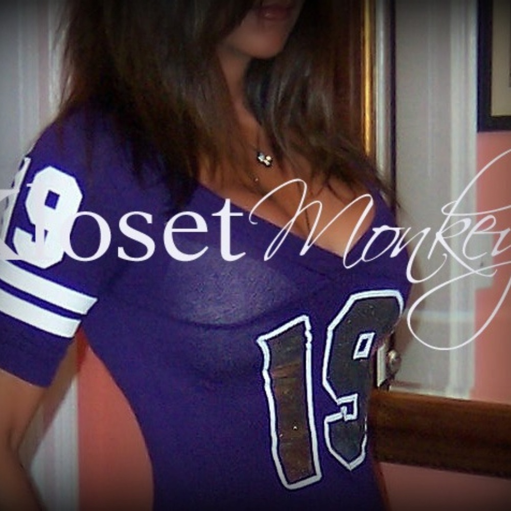 NWT PURPLE V-NECK FOOTBALL RAGLAN GEAUX LSU S